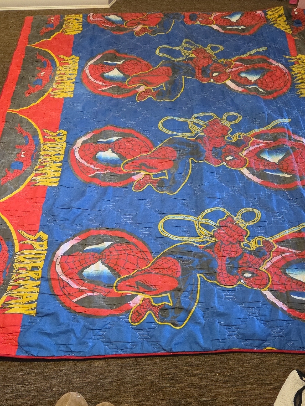 85x75 Spider-Man Kids Bedding Throw - Blue & Red Comic Print
